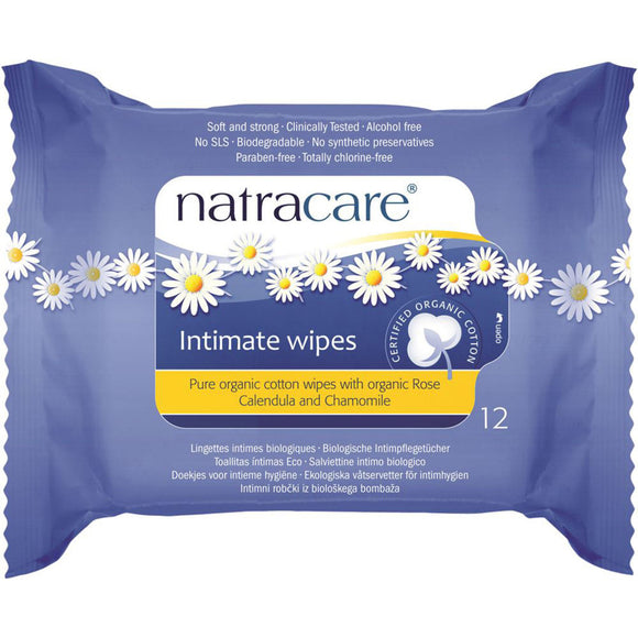 Natracare Organic Cotton Intimates Wipe x 12 Pack